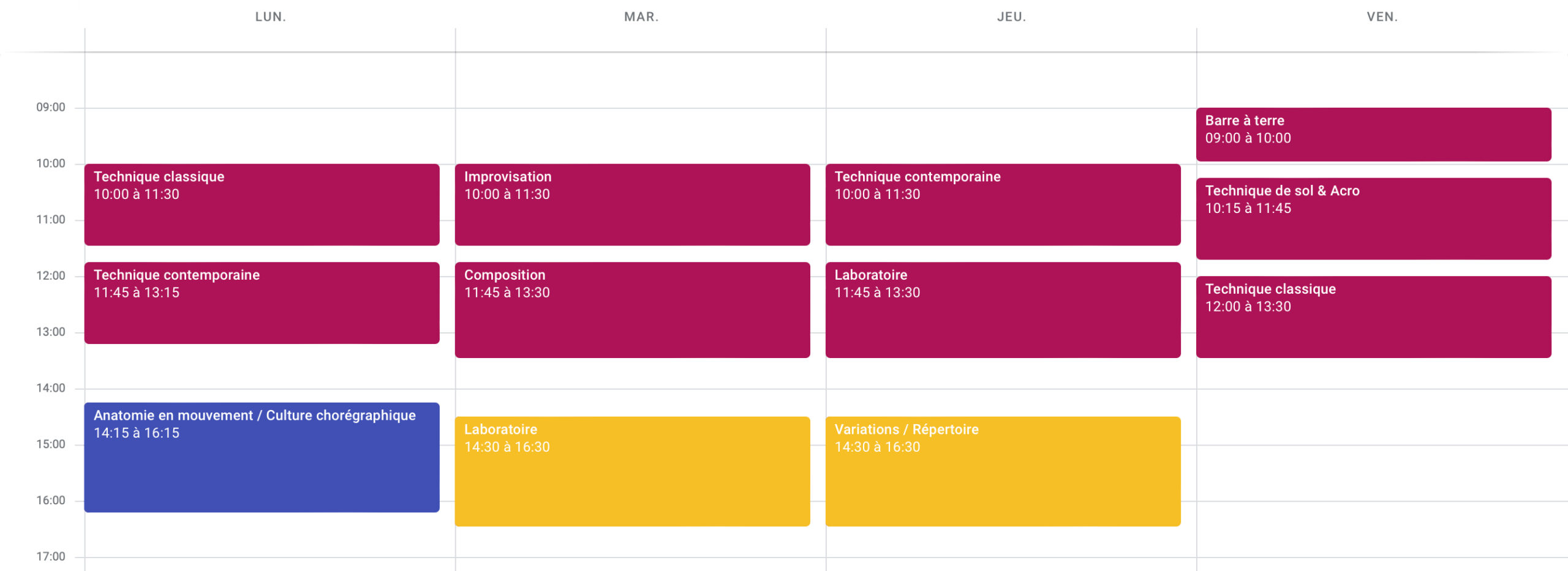 Planning de la formation 2023/2024